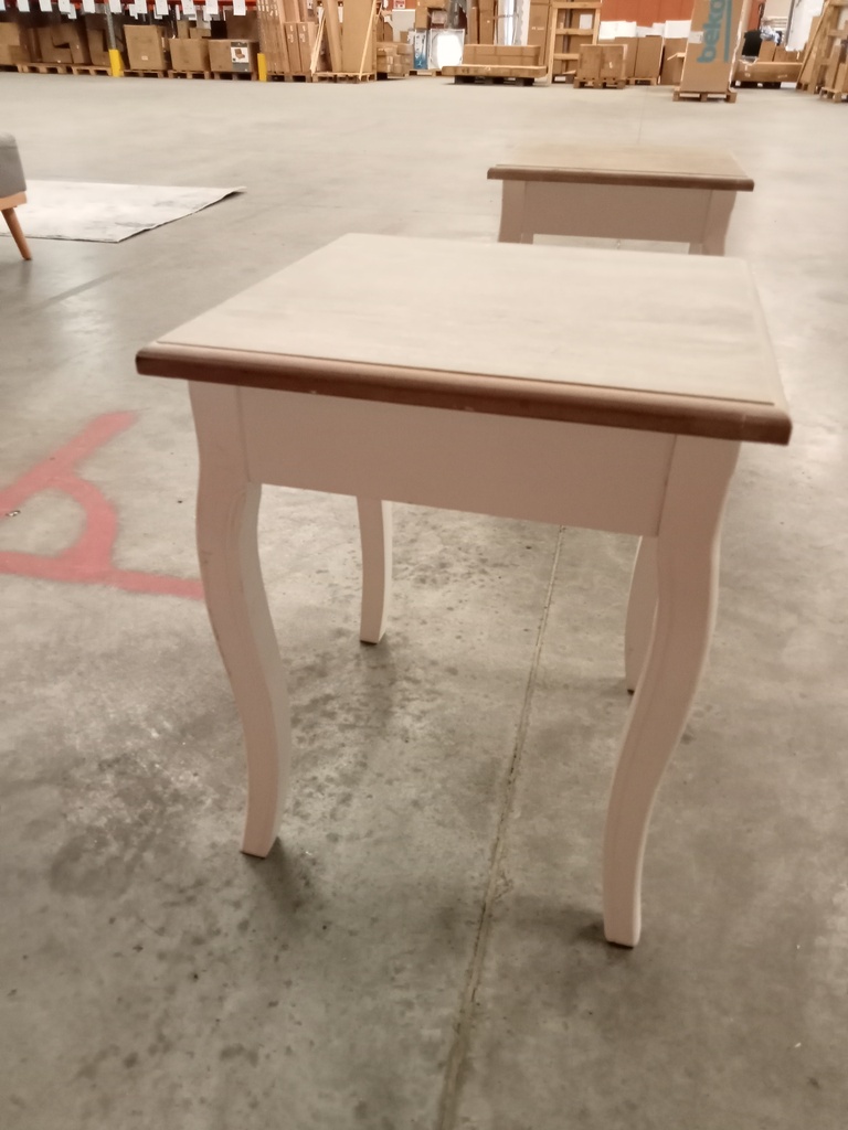 Table de chevet blanche plateau plateau teinte naturelle
